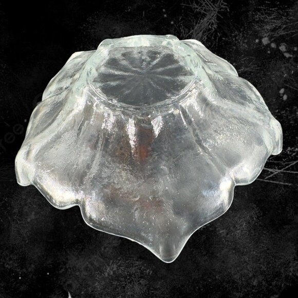 Mid Century Viking Glass Epic Stockholm 5 Spiked Clear Glass Lotus Bowl Vintage - Picture 8 of 11